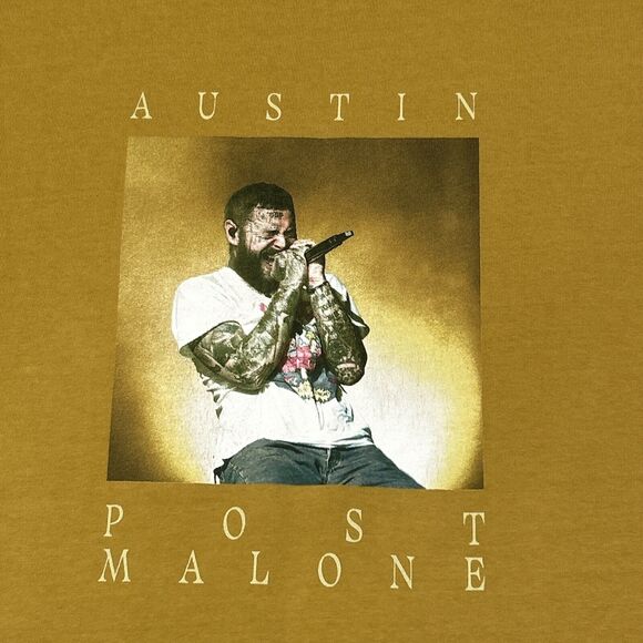 Post Malone If Yall Werent Here Id Be Crying Tour Shirt Adult 3XL Yellow Men - Picture 3 of 13